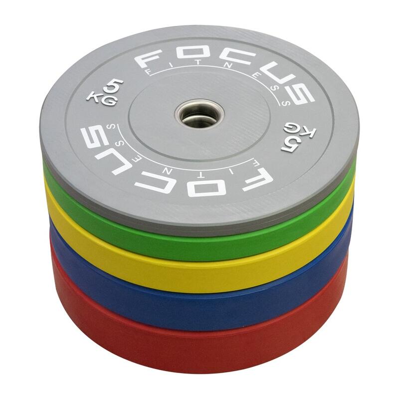 Olympische Hantelscheibe 50 mm - Focus Fitness Bumper Platte - 10 kg - Grün