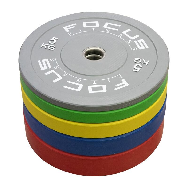 Olympische Hantelscheibe 50 mm - Focus Fitness Bumper Platte - 25 kg - Rot