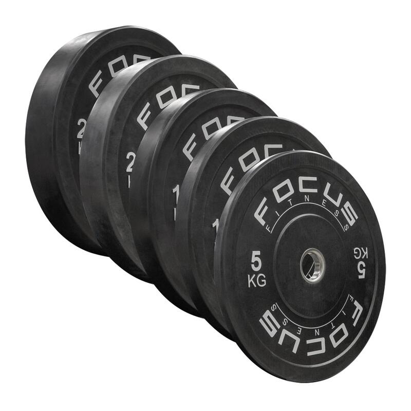 Olympische Hantelscheibe 50 mm - Focus Fitness Bumper Platte - 10 kg - Schwarz