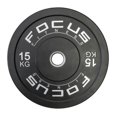Olympische halterschijf 50 mm bumper plate - 15 kg - zwart