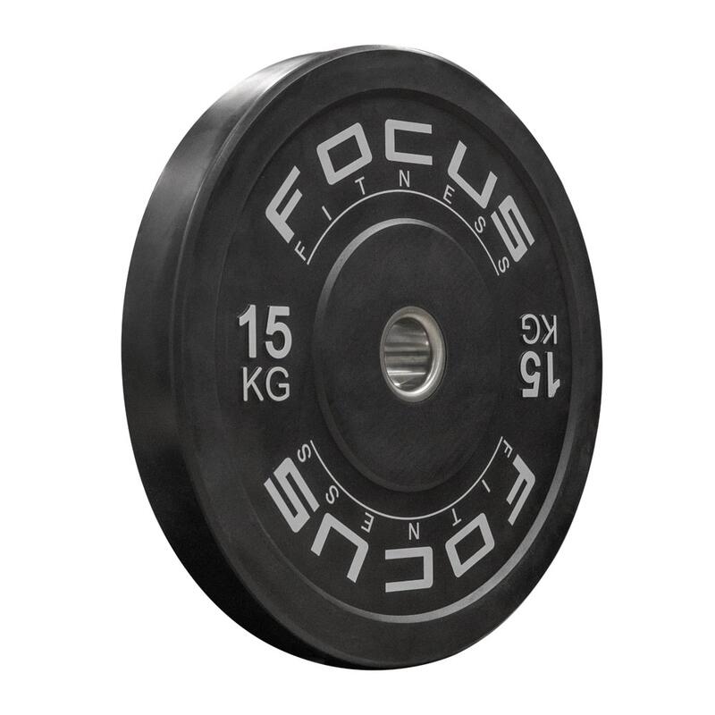 Olympische halterschijf 50 mm - 15 kg - Bumper plate - Zwart