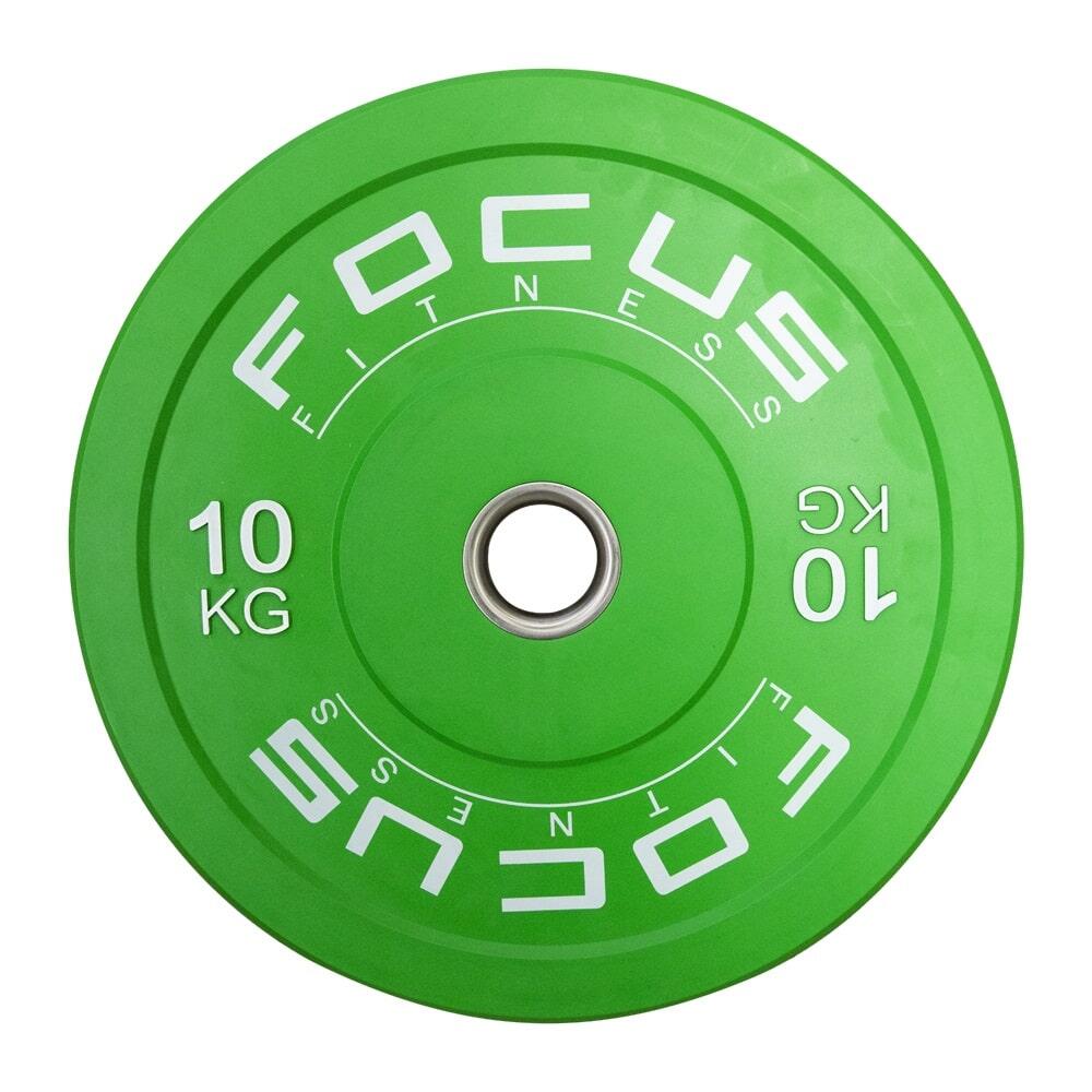 FOCUS FITNESS Olympische halterschijf 50 mm Bumper plate - 10 kg - Groen