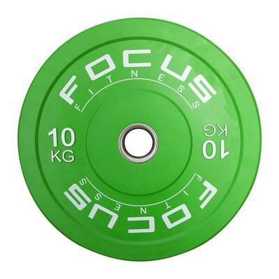 Olympische halterschijf 50 mm bumper plate - 10 kg - groen