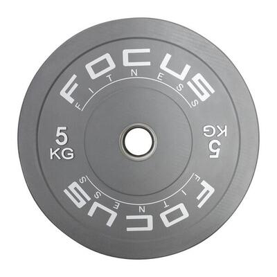 Olympische halterschijf 50 mm bumper plate - 5 kg - grijs