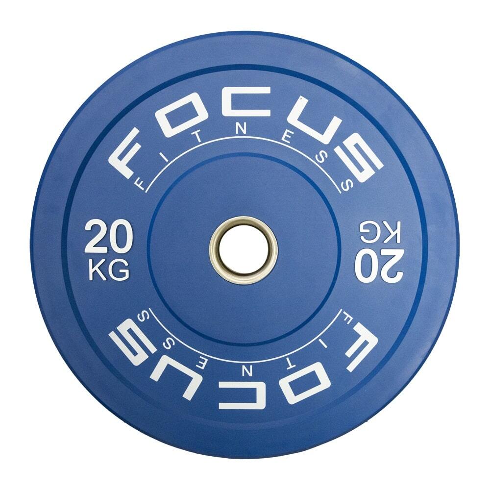 FOCUS FITNESS Olympische halterschijf 50 mm Bumper plate - 20 kg - Blauw