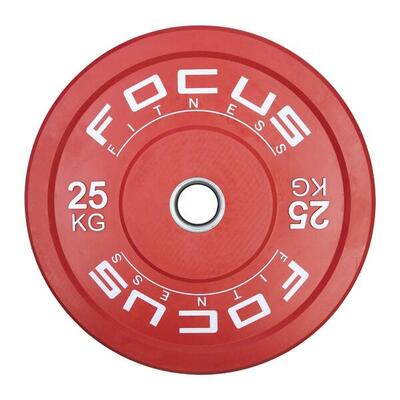 Olympische halterschijf 50 mm bumper plate - 25 kg - rood
