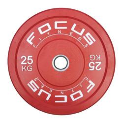 Olympische halterschijf 50 mm Bumper plate - 25 kg - Rood