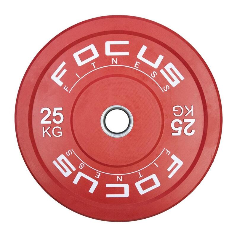 Olympische halterschijf 50 mm - 25 kg - Bumper plate - Rood