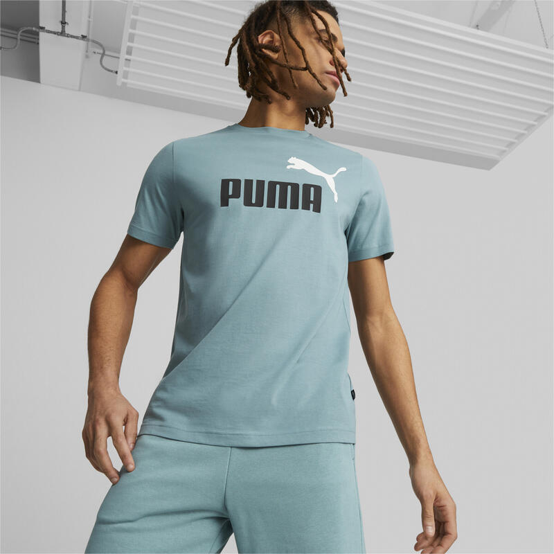 T-shirt con logo bicolore Essentials uomo PUMA Adriatic Gray