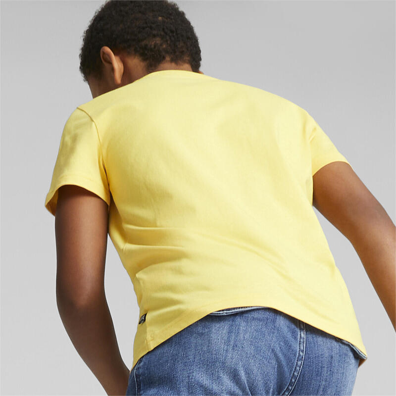 Essentials+ T-shirt met tweekleurig logo voor jongeren PUMA Mustard Seed Yellow