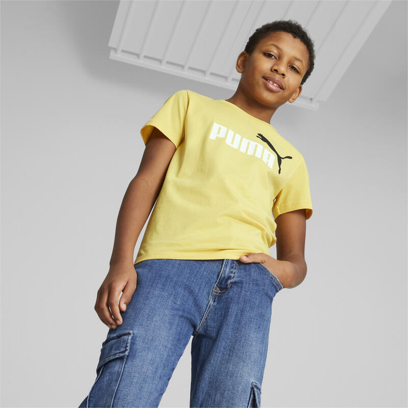 Essentials+ T-shirt met tweekleurig logo voor jongeren PUMA Mustard Seed Yellow