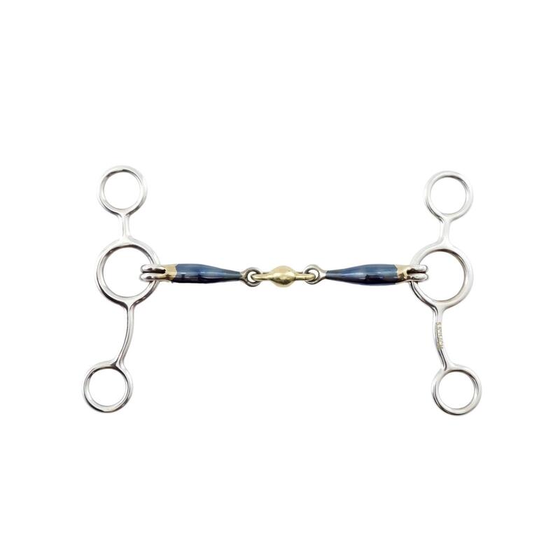 Mors pessoa double brisure en fer bleu pour cheval Premier Equine