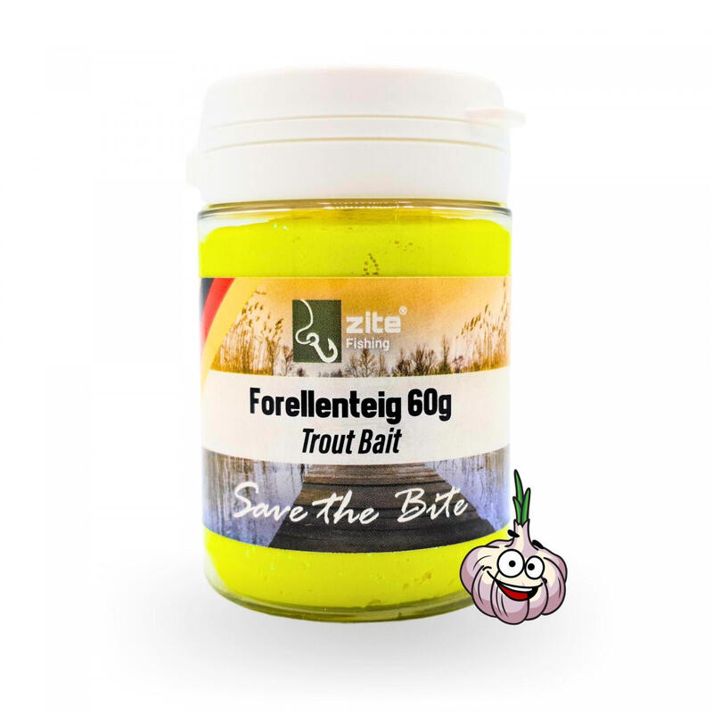 Forellenteig mit Knoblauch-Aroma 60g Trout Bait Paste in Neonfarbe Gelb