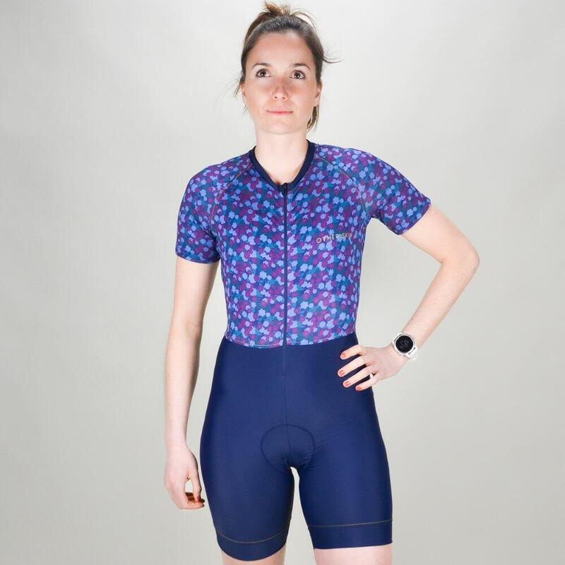 Trifonction Triathlon Manches Courtes Ecoresponsable Femme Bleu