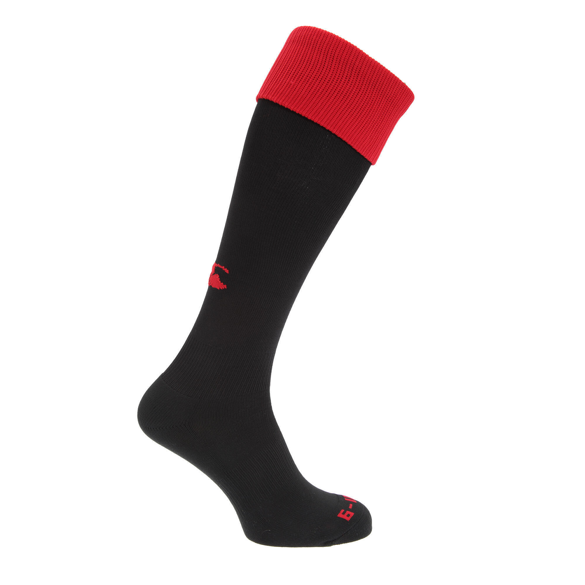 Mens Playing Cap Rugby Sport Socks (Black/Red) 1/3