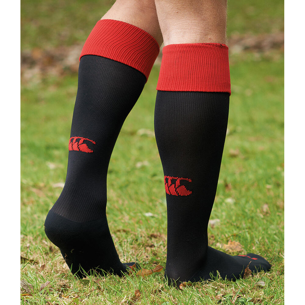 Mens Playing Cap Rugby Sport Socks (Black/Red) 2/3