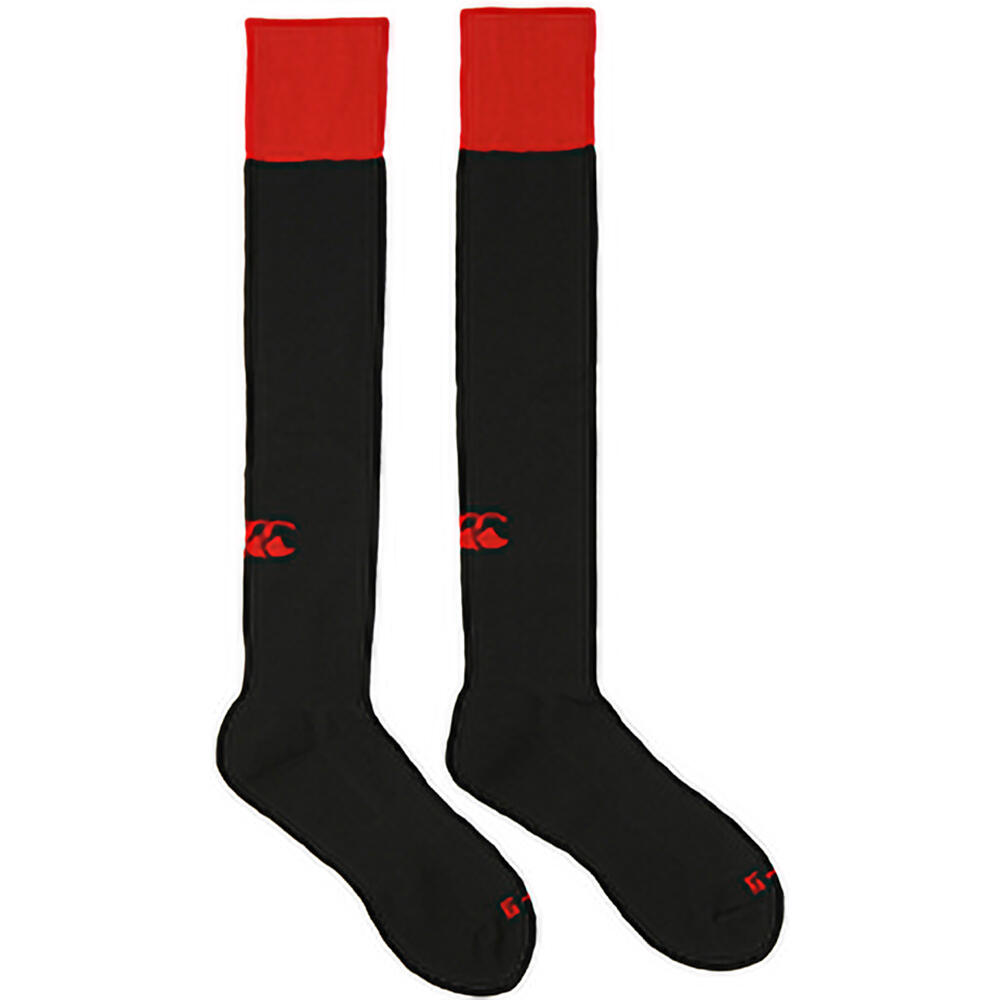 Mens Playing Cap Rugby Sport Socks (Black/Red) 3/3