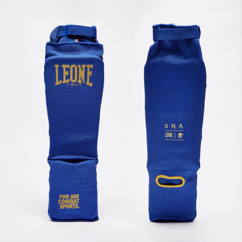 Espinilleras Kick Boxing Muay Thai Adulto Leone 1947 DNA Tubulares azul