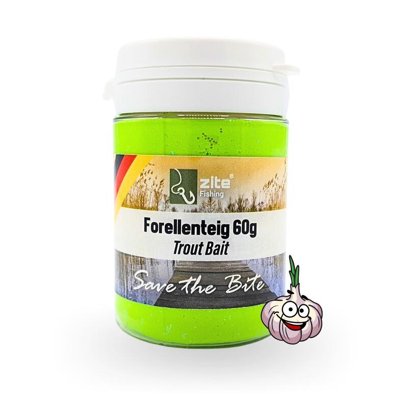 Forellenteig mit Knoblauch-Aroma 60g Trout Bait Paste in Neonfarbe Chartreuse