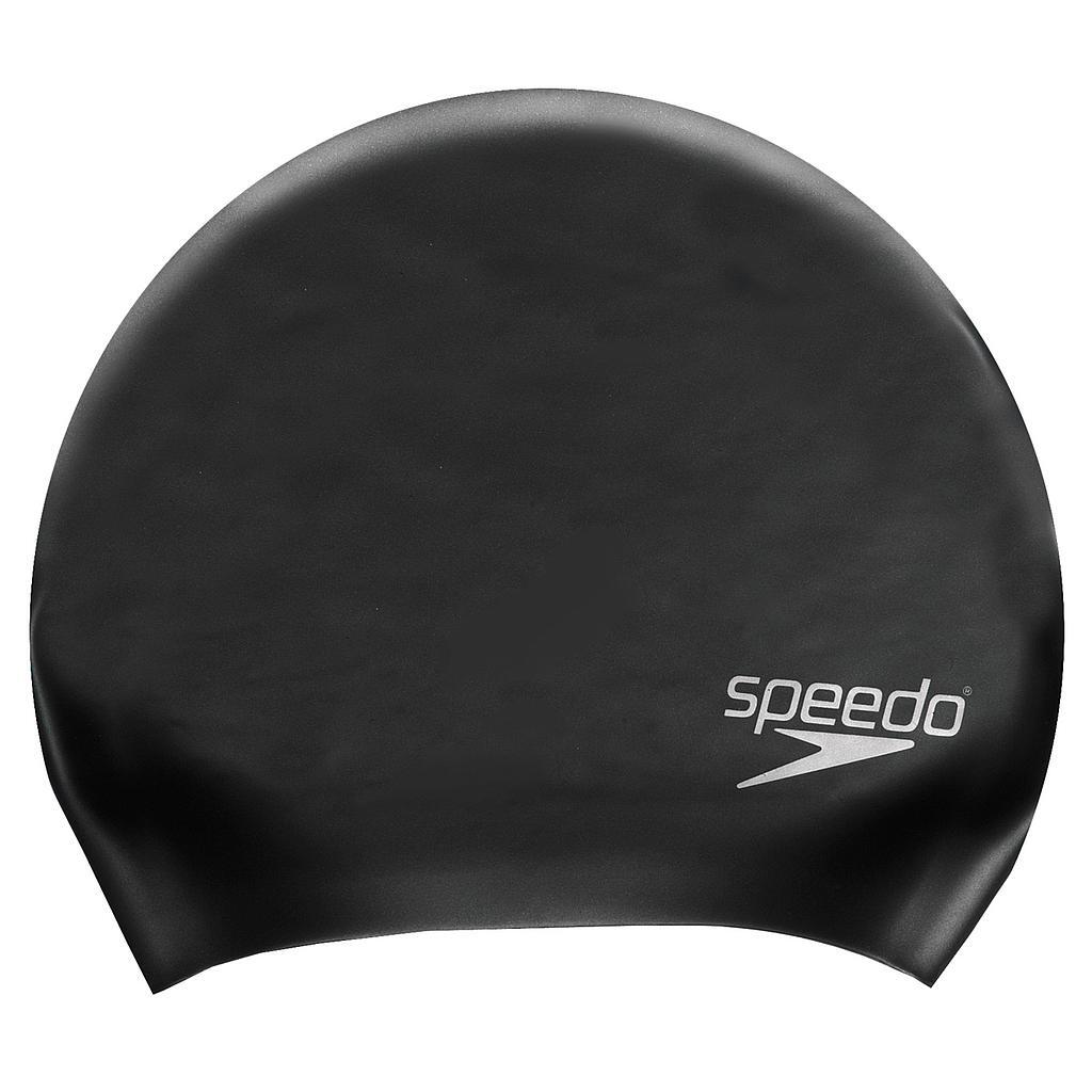 Unisex Adult Long Hair Silicone Swim Cap (Black) 1/3