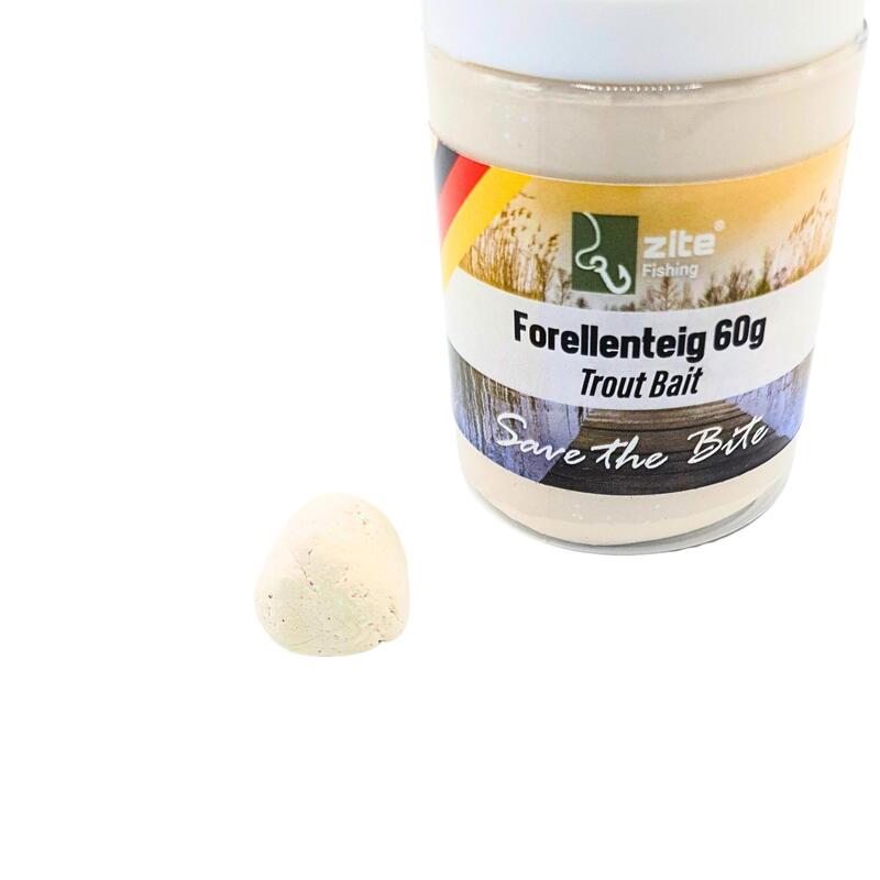 Forellenteig mit Knoblauch-Aroma 60g Trout Bait Paste in Neonfarbe Weiß