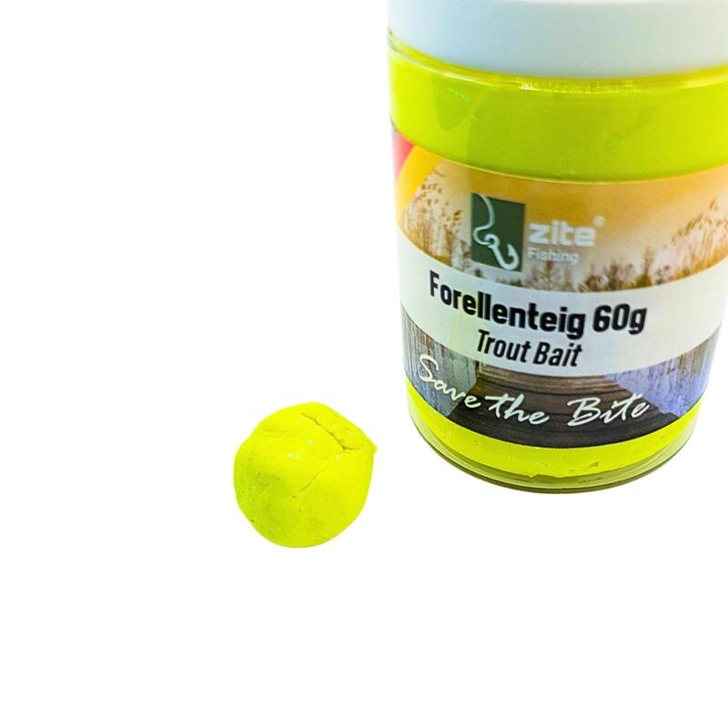 Forellenteig mit Knoblauch-Aroma 60g Trout Bait Paste in Neonfarbe Gelb