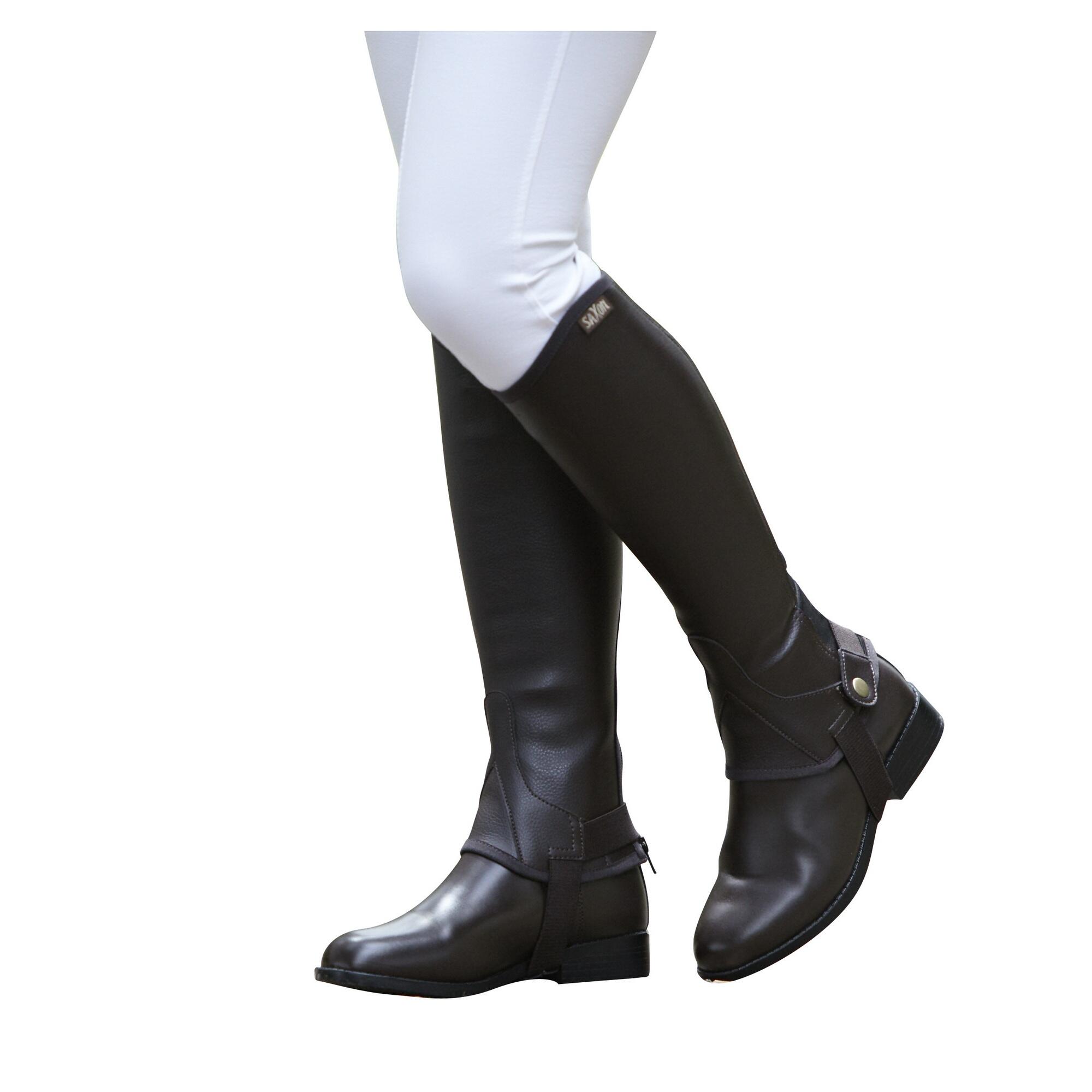 Childrens/Kids Equileather Half Chaps (Black) 3/3