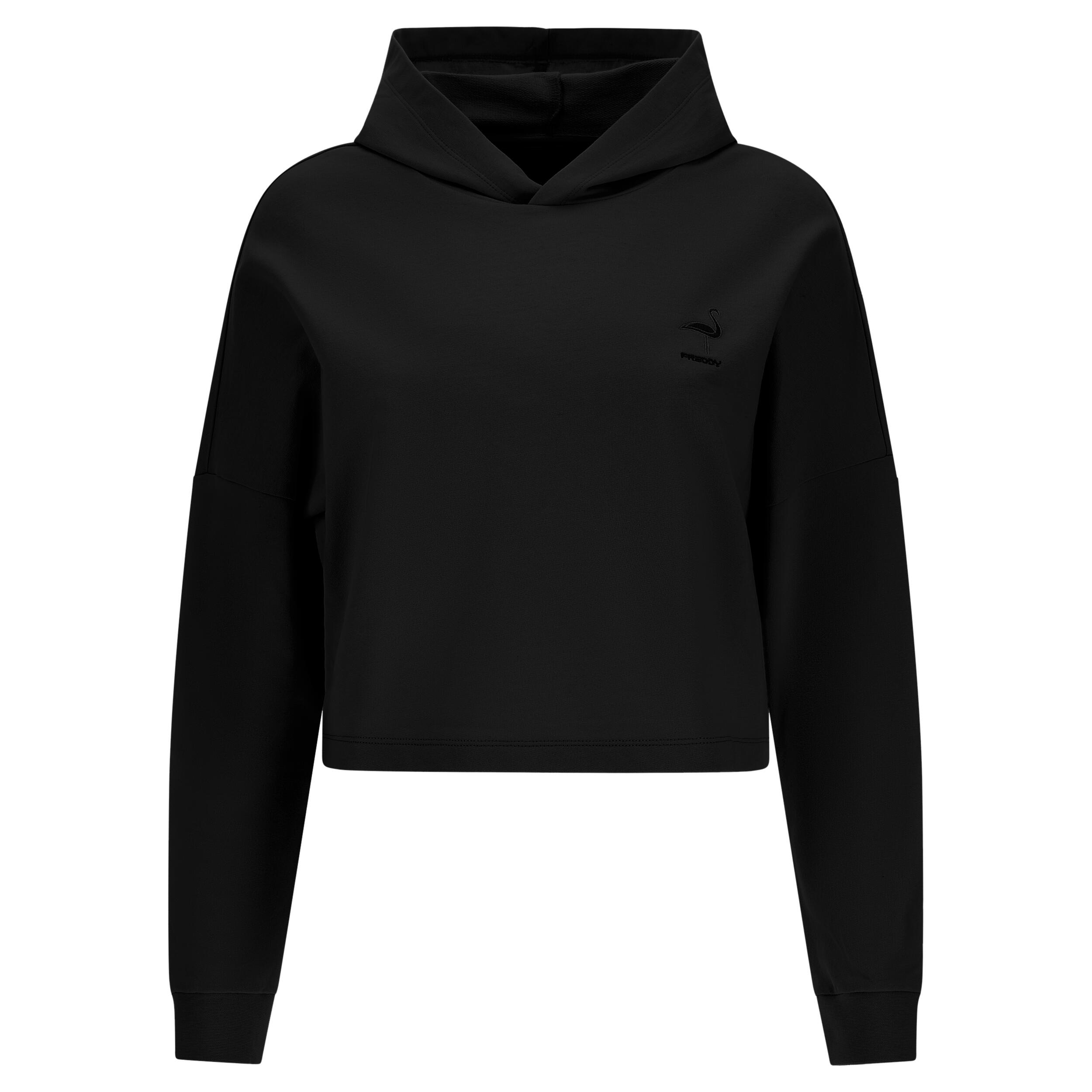 FREDDY Felpa cropped con cappuccio e patch fenicottero in tono