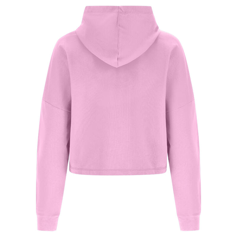 Sweat-shirt à capuche court avec pièce décorative flamant rose ton sur ton