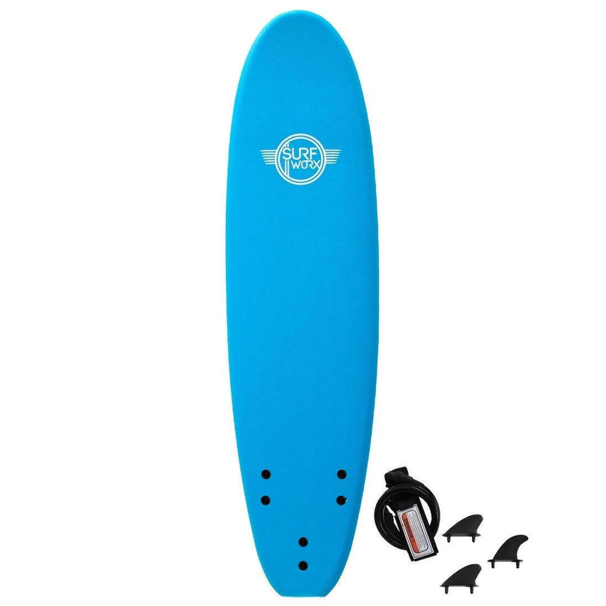 Surfworx Base Mini Mal soft surfboard 7ft 6 Azure Blue 1/5