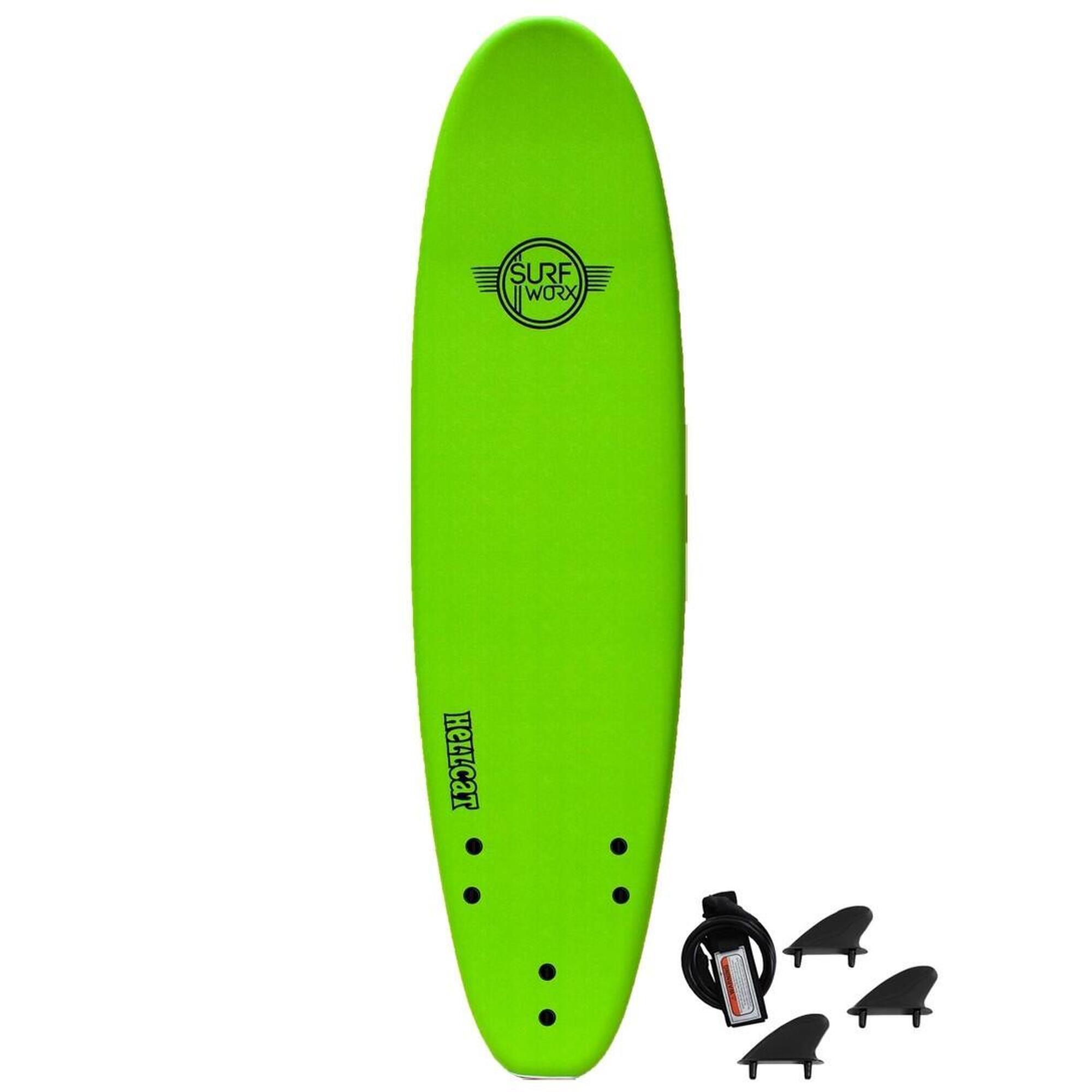 SURFWORX Surfworx Hellcat Mini Mal soft surfboard 7ft 0 Apple Green