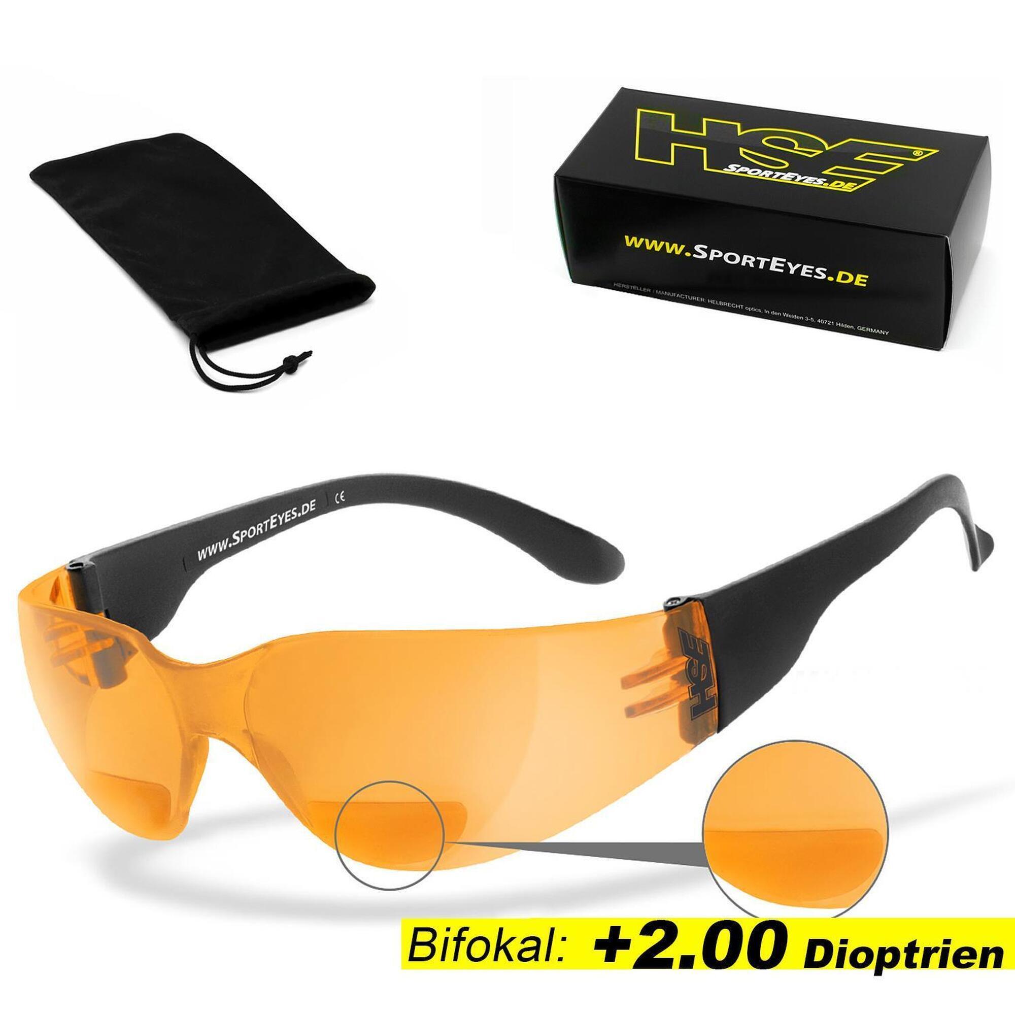 HSE - SPORTEYES Sportbrille | SPRINTER 2.3 +2,00 Dioptrien | orange | Leseteil | beschlagfrei