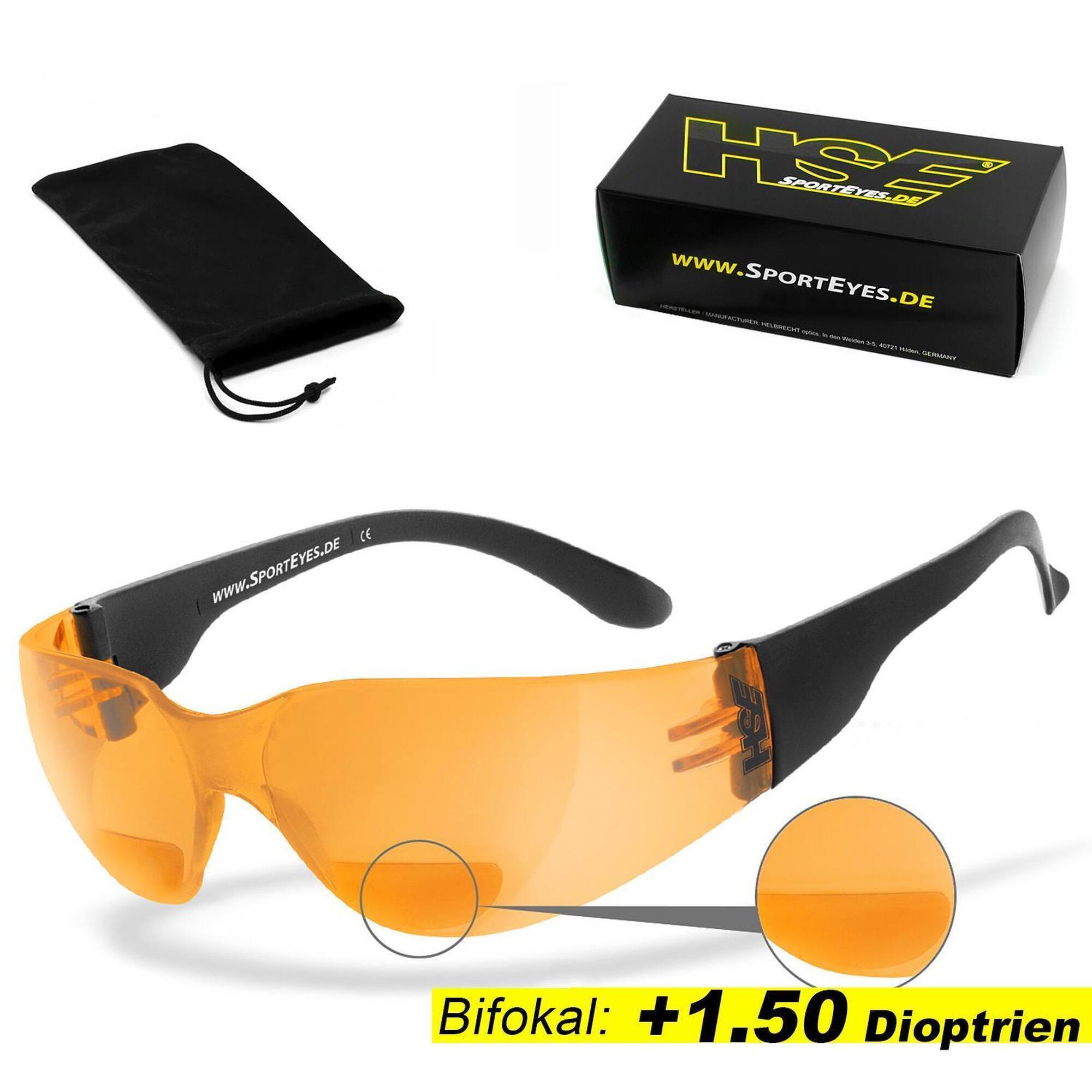 HSE - SPORTEYES Sportbrille | SPRINTER 2.3 +1,50 Dioptrien | orange | Leseteil | beschlagfrei