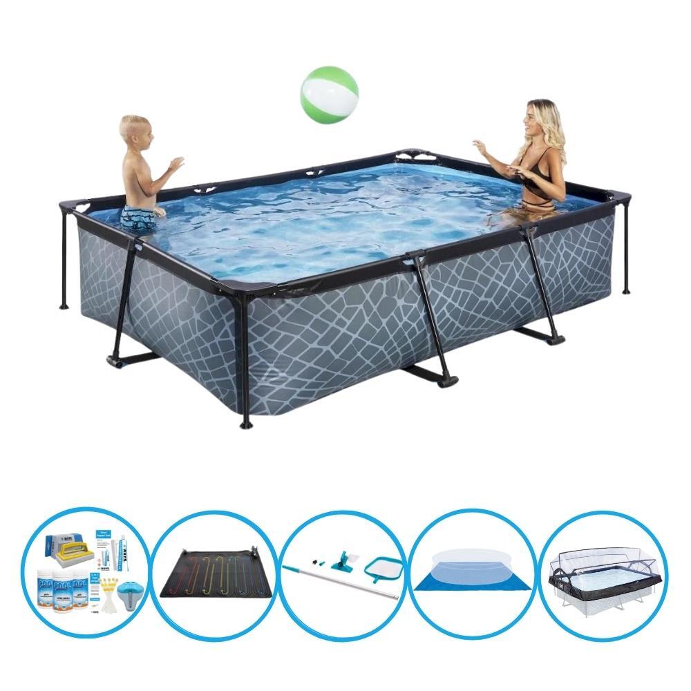 EXIT TOYS EXIT Zwembad Stone Grey - 300x200x65 cm - Frame Pool - Inclusief accessoires