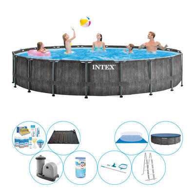 Intex prism frame greywood rond 549x122 cm - zwembad pakket