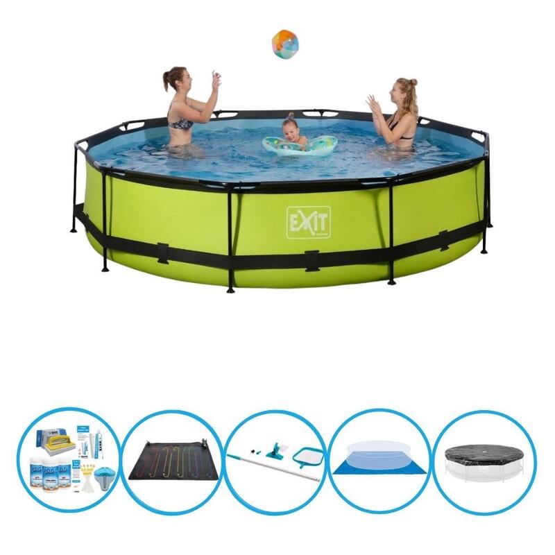 EXIT Piscine Lime - Frame Pool ø360x76cm - Accessoires inclus