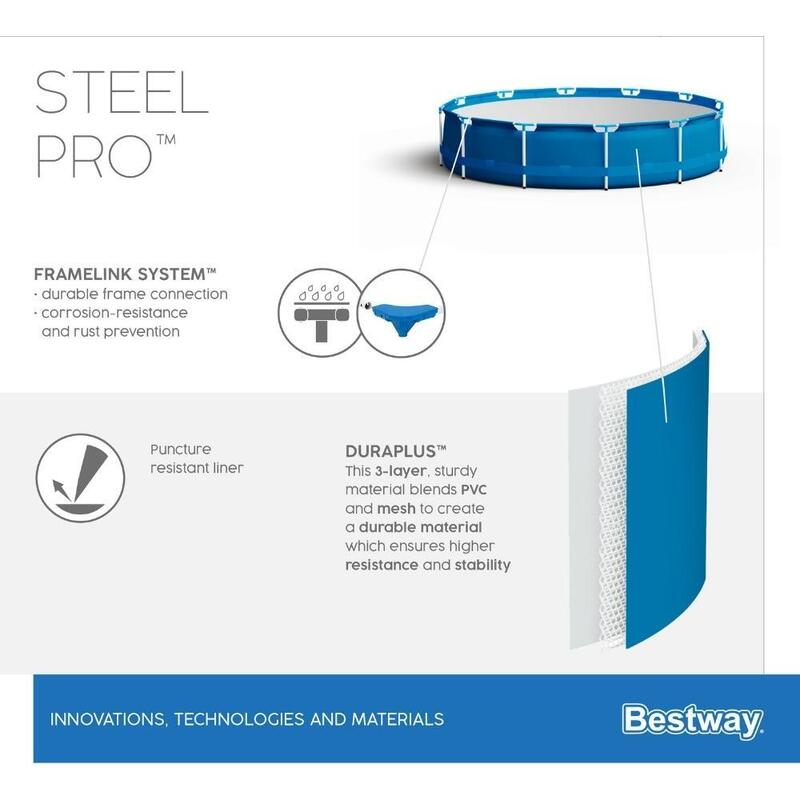 Bestway - Steel Pro - Piscine tubulaire - 396x84 cm - Ronde