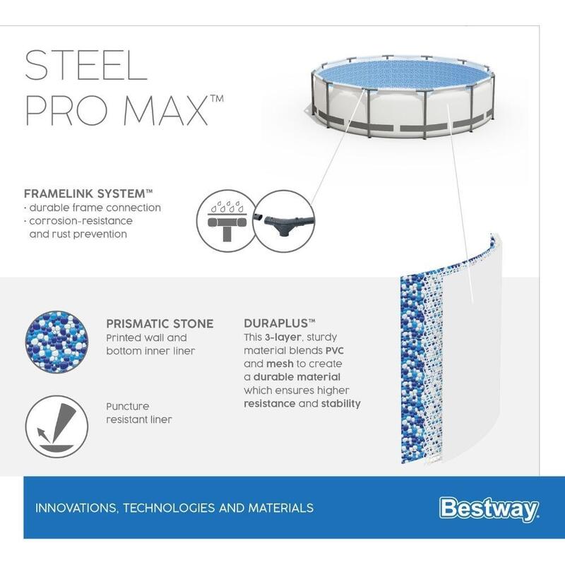 Bestway - Steel Pro MAX - Piscine tubulaire - 305x76 cm - Ronde