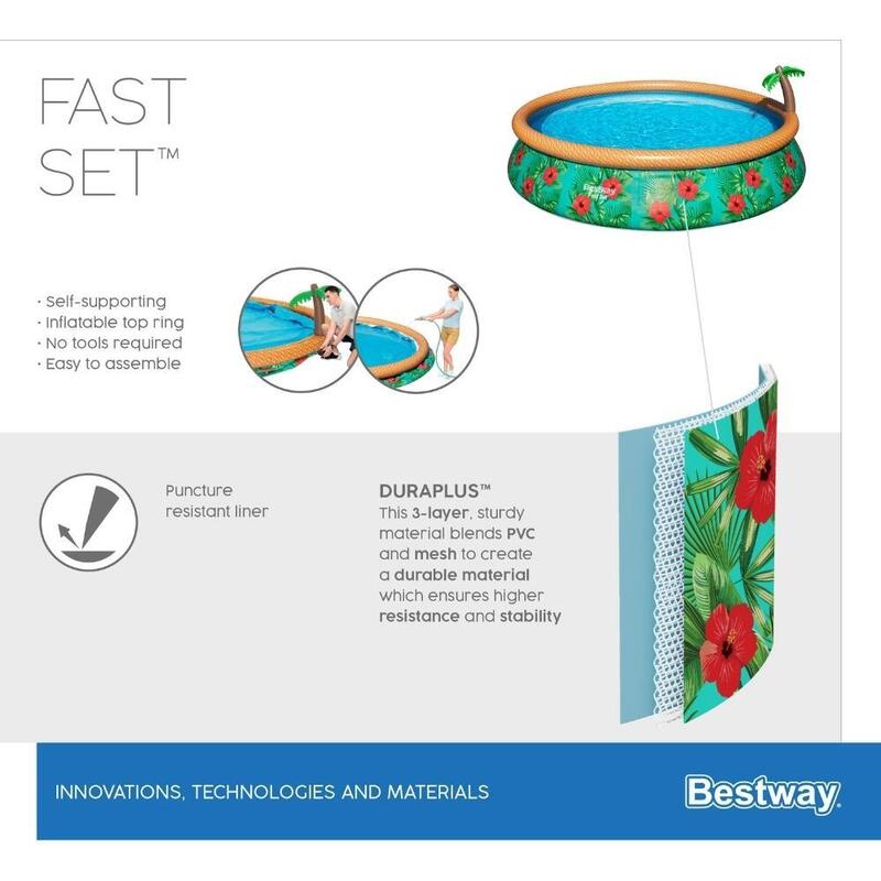 Bestway - Fast Set - Piscine gonflable - 457x84 cm - Impression du paradis