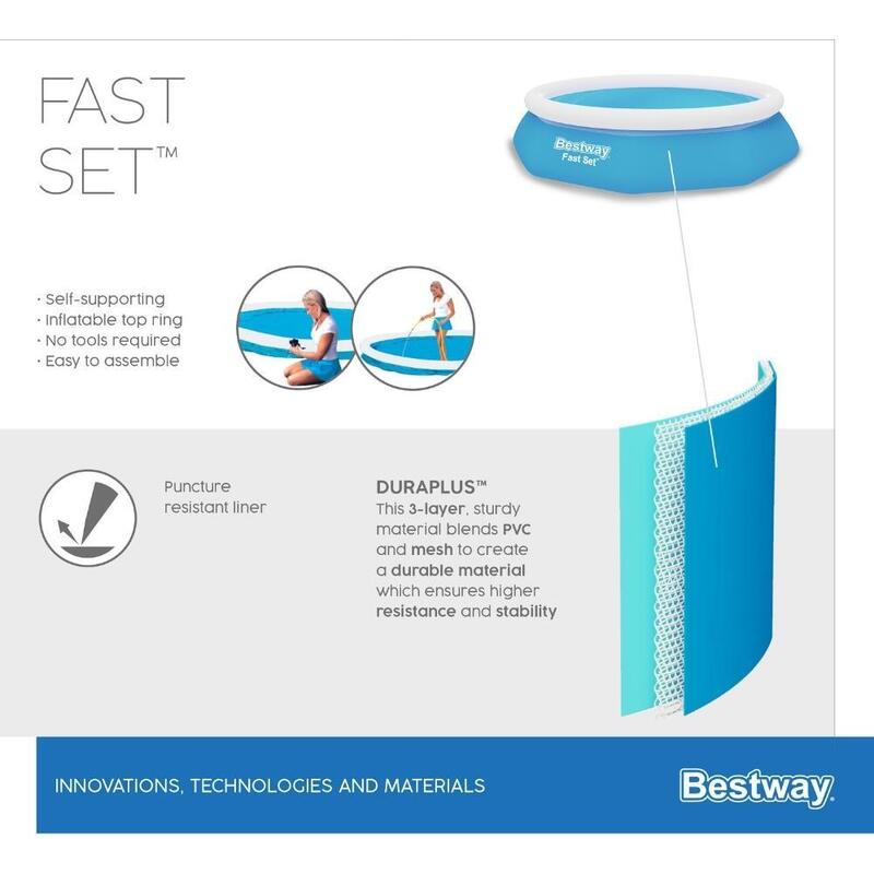 Bestway - Fast Set - Piscine gonflable - 244x61 cm - Ronde