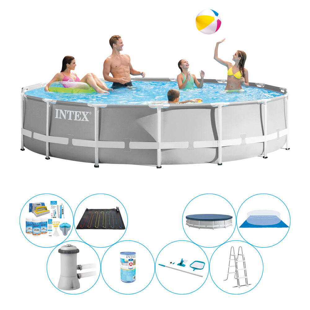 Intex - Pack De Piscine - Intex Prism Frame Ronde 457x107 Cm - Piscine - Blanc|gris - Taille Unique - Decathlon