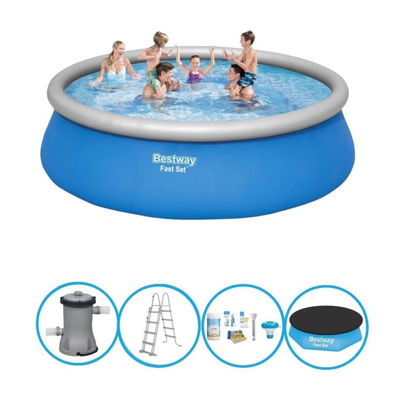 Bestway - Fast Set - Opblaasbaar zwembad inclusief filterpomp en zwembadtrap -