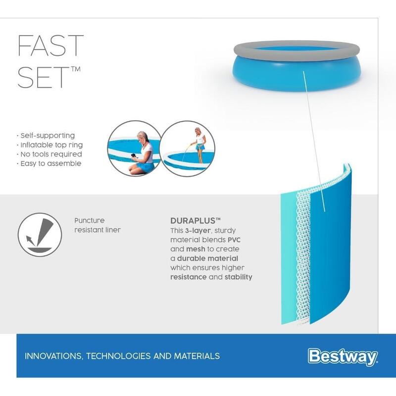 Bestway - Fast Set - Opblaasbaar zwembad inclusief filterpomp en zwembadtrap -