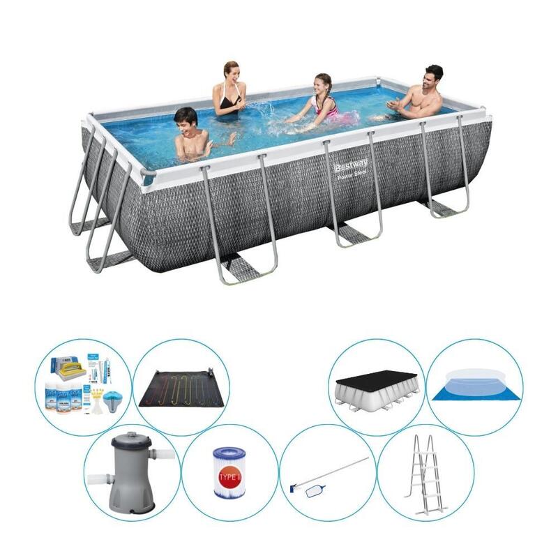 Pack de piscine - Bestway Power Steel Rattan 404x201x100 cm