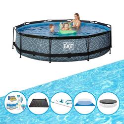 EXIT Zwembad Stone Grey - Frame Pool ø360x76cm - Inclusief accessoires