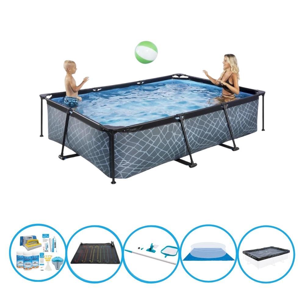 EXIT TOYS EXIT Zwembad Stone Grey - Frame Pool 300x200x65 cm - Inclusief accessoires
