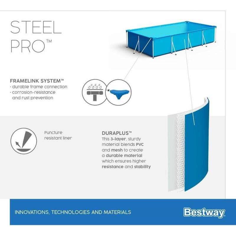 Bestway - Steel Pro - Piscine tubulaire - 300x201x66 cm - Rectangulaire