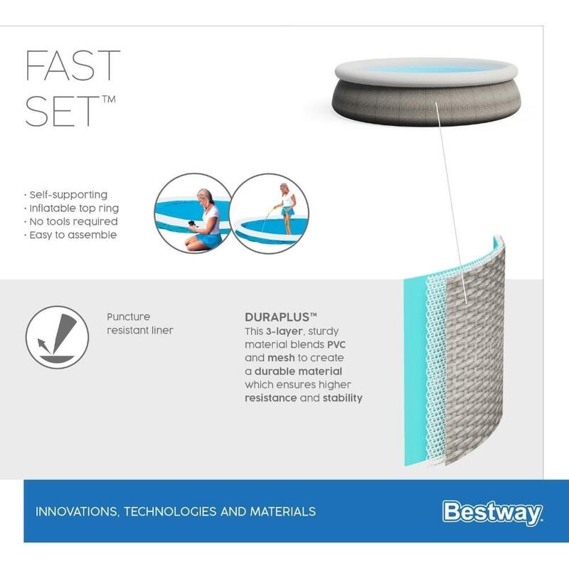 Bestway - Fast Set - Piscine gonflable - 457x84 cm - Ronde