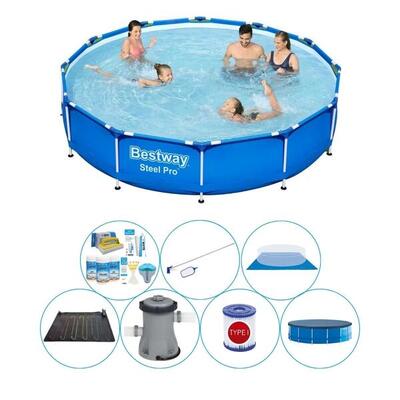 Zwembad met accessoires - bestway steel pro rond 366x76 cm