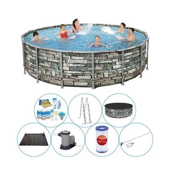 Pack de piscine - Bestway Power Steel Ronde 488x122 cm